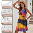 thumbnail image 6 of Garronmavis Matching Vacation Outfits for Couples Sunset Glow Mens Button Down Shirts Size L and Casual Dresses for Women Patchwork Ruffles Party Midi Dress, 6 of 7