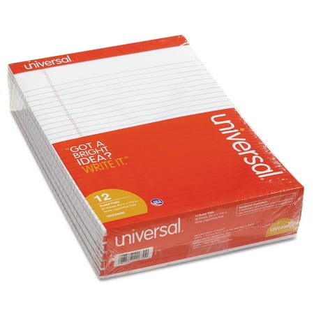 Universal Perforated Edge Writing Pad, Legal Ruled, Letter, White, 50 Sheet, Dozen