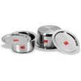thumbnail image 4 of Sumeet 2 Pcs Stainless Steel Induction Bottom (Encapsulated Bottom) Induction & Gas Stove Friendly Container Set/Tope/Cookware Set With Lids Size No.11 & No.12 (1.25 Ltr & 1.7 Ltr), 4 of 5