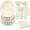 Cream White, variant on 175 Pcs Iridescent Party Plates and Napkins, Iridescent Party Decorations Include Scalloped Holographic Paper Plates and Napkins Set for Birthday, Mermaid, Disco, Frozen