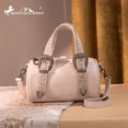 thumbnail image 6 of Montana West Mini Barrel Crossbody Bag Western Tooled Design with Buckle, Beige, 6 of 6