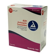 Dynarex BZK Antiseptic Towelette 5'' x 7'', 100 Count, 6 Pack