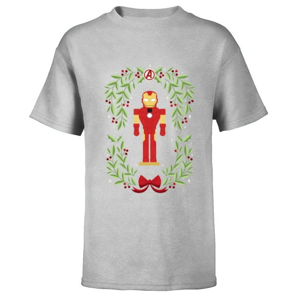 Marvel Holiday Christmas Avengers Holly Iron Man Nutcracker - Short Sleeve T-Shirt for Kids - Customized-Athletic Heather