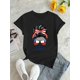 thumbnail image 2 of Camisetas de manga casquillo para mujer, de moda de verano 2025, con estampado lindo, casual, sin mangas, de ajuste holgado, de manga cortaCreative American Flag Graphic Print T-shirt, Casual Round, 2 of 6