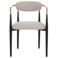 thumbnail image 3 of Safavieh Covelle Modern Metal and Fabric Dining Arm Chairs, Black / Gold / Dove Gray Linen (Set of 2), 3 of 8