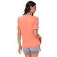 thumbnail image 7 of Women's Square Neck Tops Ruffle Trim Sleeve T-Shirts for Summer Casual Short Tees, 7 of 7