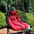 thumbnail image 5 of Sunnydaze Julia Polyethylene Wicker Egg Hanging Chair with Cushions, Red, 5 of 9