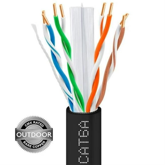 Wavenet 4059-N 1000 ft. Cat6A Outdoor Ethernet Cable - CMX, UTP & UV Rated - Black