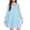 Light Blue, variant on Arshiner Girl's Contrast Mesh Puff Long Sleeve High Waist A Line Black Short Dress with Pockets