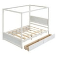 thumbnail image 5 of Harper & Bright Designs Full Size Canopy Bed Frame with Trundle and 2 Storage Drawers, Wood Full Platform Bed with Headboard, White, 5 of 9