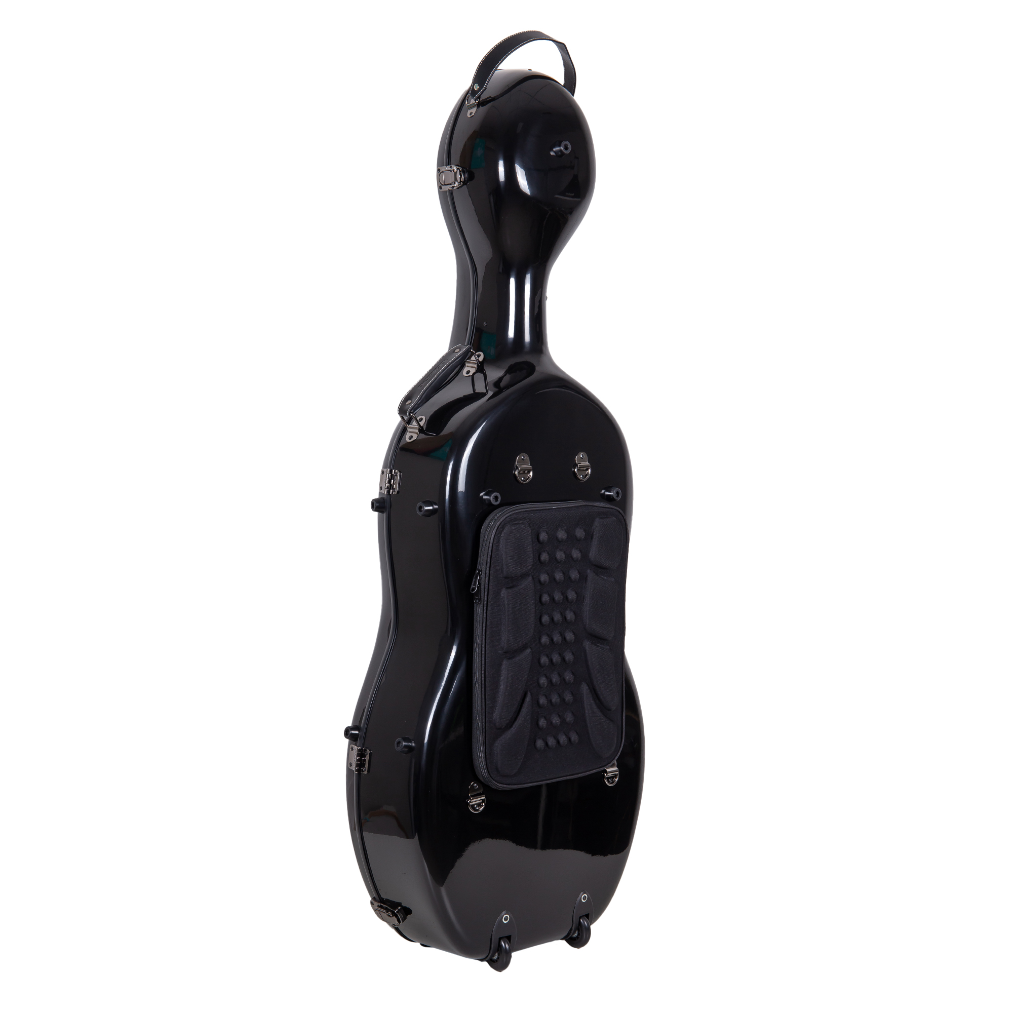 Crossrock Fiberglass Case with Wheels-Fits 4/4 Full Size Cello-Includes Padded Music Pouch, 3 Handles, Removable Shoulder Straps, Combination Lock-Black (CRF2020CEFBK)