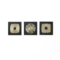 LuxenHome 3-Piece Modern Black & Gold Abstract Metal Wall Art Set, Contemporary Home Decor