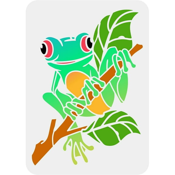 Plastic Drawing Painting Stencils Templates for Painting on Scrapbook Fabric Tiles Floor Furniture Wood Rectangle Frog Pattern 29.7x21cm