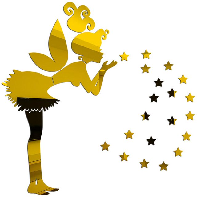 Pegatinas De Pared Diy Acrílico Fairy Star Room Decor Angel Fairy Little Girl And Stars Decoración De Pared Cateissary HA040340-05