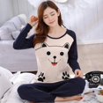 thumbnail image 3 of Conjuntos de pijamas para mujer, primavera otoño, camiseta de manga larga + pantalones, traje de 2 piezas, ropa de dormir de dibujos animados para mujer, ropa informal para el hogar, 3 of 5