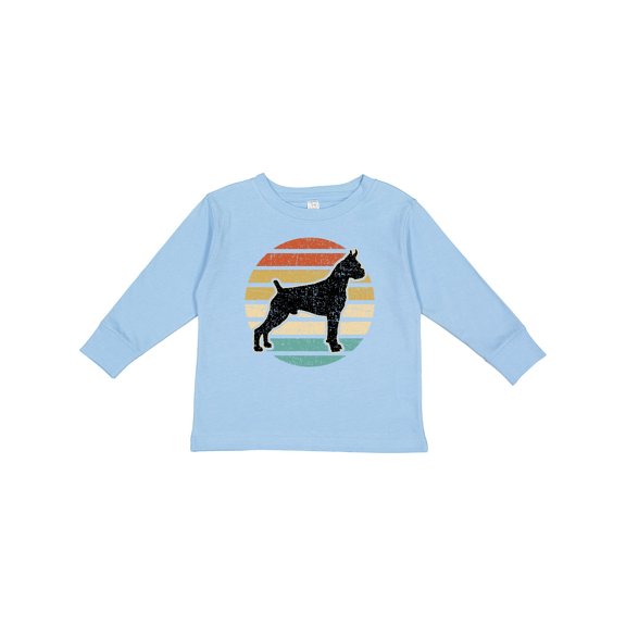 Inktastic Boxer Dog Vintage Silhouette Boys or Girls Long Sleeve Toddler T-Shirt