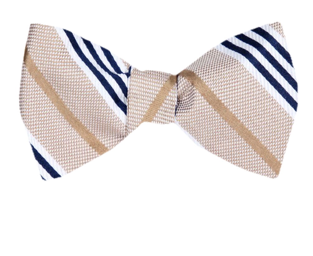 Men's Brown Taupe Ecru Silk Self Tie Bowtie Tie Yourself Bow Ties