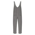 thumbnail image 7 of Overalls for Women Loose Fit Dressy Womens Corduroy Pants Jumpsuit Sleeveless Low Back Adjustable Strap Long Rompers, Gray, L, 7 of 7
