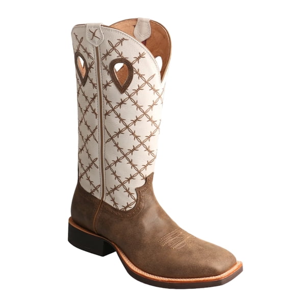Men's Twisted X MRS0056 Ruff Stock Cowboy Boot Bomber/White Leather 13 2E