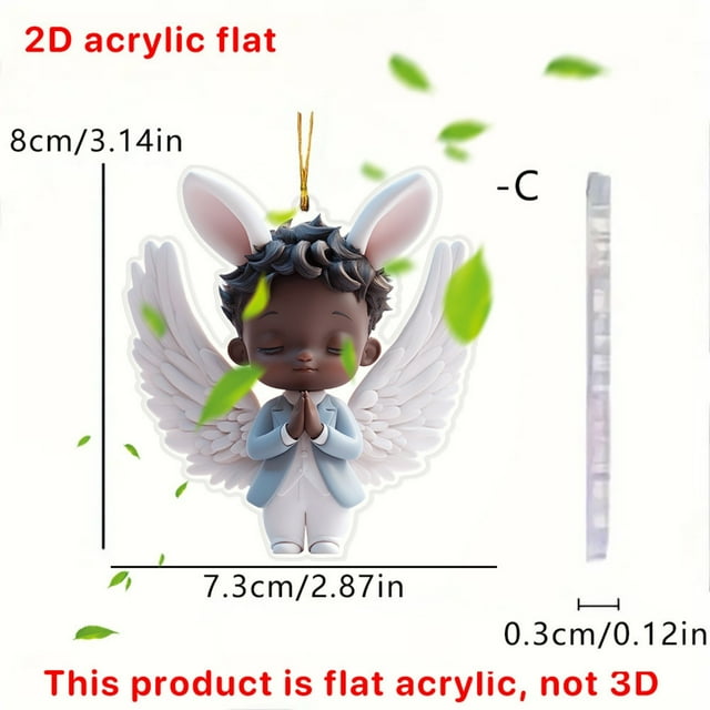 Easter Winged Angel Acrylic Pendant, Car Interior Hanging Decoration Ornament, Versatile Rearview Mirror Accessory for Home and Vehicle, Lightweight Holiday Gift Decor