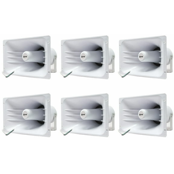 6-Pack PA Power Horn Speaker 40W RMS Indoor Outdoor 80 Watt Max Power