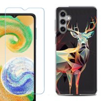 For Samsung Galaxy A16 5G Phone Case Cover, Shockproof Case with Tempered Glass Screen Protector, by OneToughShield - Geometric Deer