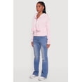 thumbnail image 4 of Women's Faux Fur Trim Zip Front Hoodie with Pom Poms, 4 of 5