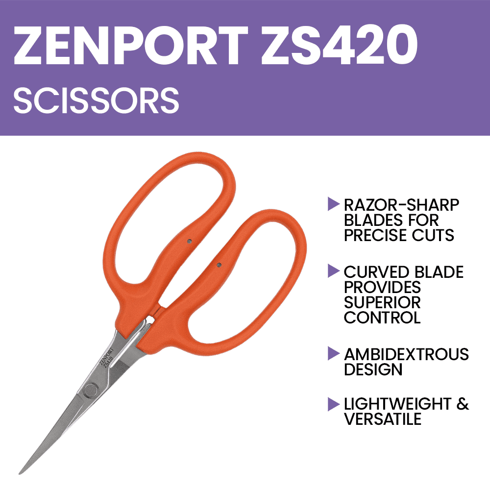Zenport ZS420 Curved MasaMasa Trim Scissors, 1.4 Inch Stainless Steel Blades, Red