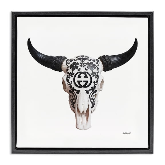 Stupell Industries Glam Western Fashion Skull Black Floating Frame Canvas Art, 18 x 18, by Amanda Greenwood