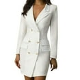 thumbnail image 1 of Vestido tipo blazer para mujer, elegante vestido tipo blazer de negocios con doble botonadura, otoño-invierno, tallas grandes, manga larga, escote en V, vestido tubo sexy, minivestido tipo, 1 of 6