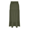 thumbnail image 6 of Abomasnow Long Skirts for Women Drawstring Elastic Waist Side Slipt Maxi Skorts A Line Tiered Vacation Beach Skirts, 6 of 8