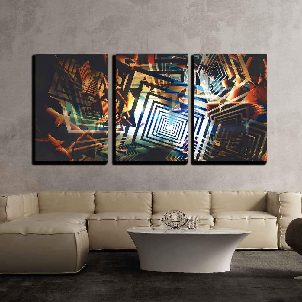 Wall26 3 Piece Canvas Wall Art Colorful Abstract Geometric Background