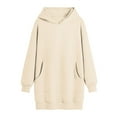 thumbnail image 4 of hotojiny Hoodies Sweatshirt Dress for Women Oversized Casual Pullover Long Sleeve Mini Dresses Cute Solid Trendy Clothes, 4 of 7