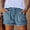 Blue, variant on CHUOU Jeans Denim Bandage Pocket Bottom Tassel Casual Pants Shorts Female Womens Pants