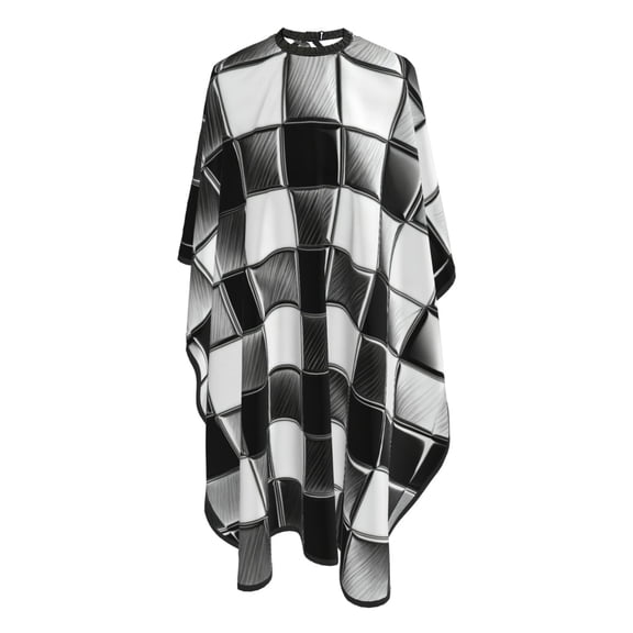 Men Women Black White Plaid Salon Barber Cape Hairdressing Hair Cutting Capes for Hair Stylist and Home Use 55x66 inches