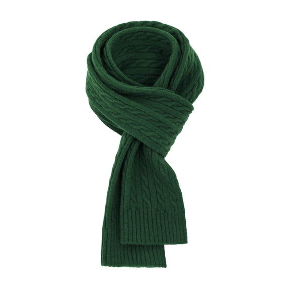 FEOYA Cable Knit Winter Scarf for Women Men, Soft Warm Long Knit Neck Scarf, Thick Cold Weather Fashion Scarf Green for Outdoor Travel Christmas Gift