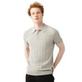 thumbnail image 3 of Avva Men's Slim Fit, Short Sleeve, Polo Neck, Sweater-Knitwear T-Shirt, Small, Gray, 3 of 6