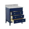 thumbnail image 4 of Eleanor 30" Bathroom Vanity with Royal Blue Cabinet and Carrara Marble Top, 4 of 6