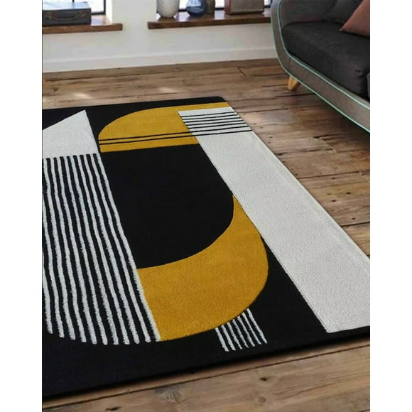 Tapis Fait Main Premium avec Design Linéaire en Laine de Nouvelle-Zélande 100 % pour les Meilleures Suites de Votre Salon