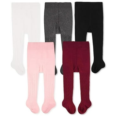 CozyWay Toddler Tights - Girls and Boys Leggins Cable Knit Comfy Cotton Toddlers 2T-4T Multicolor - 5 Pack