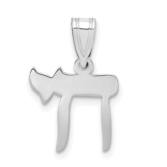 Finest Gold 14K White Gold Chai Pendant