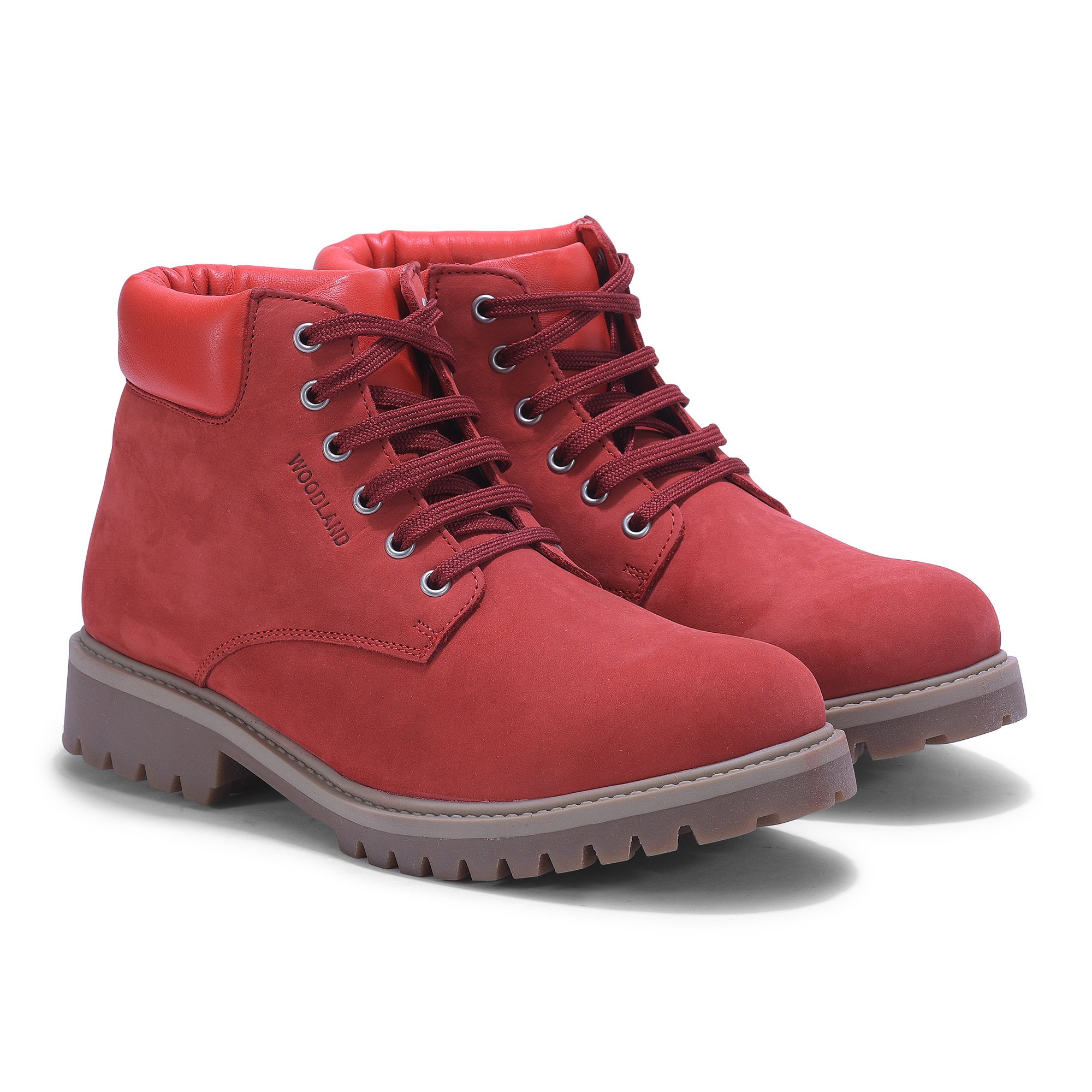 Original Woodland Women's Nubuck Leather Boots(#2249116_Port Red