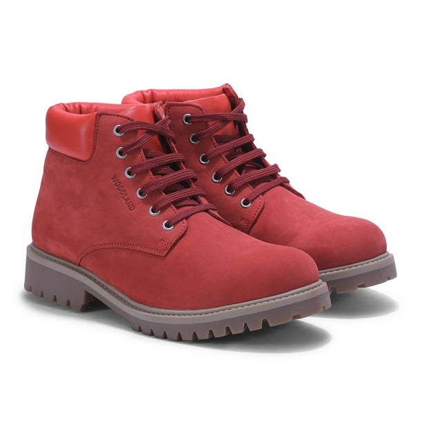 Original Woodland Women's Nubuck Leather Boots(#2249116_Port Red