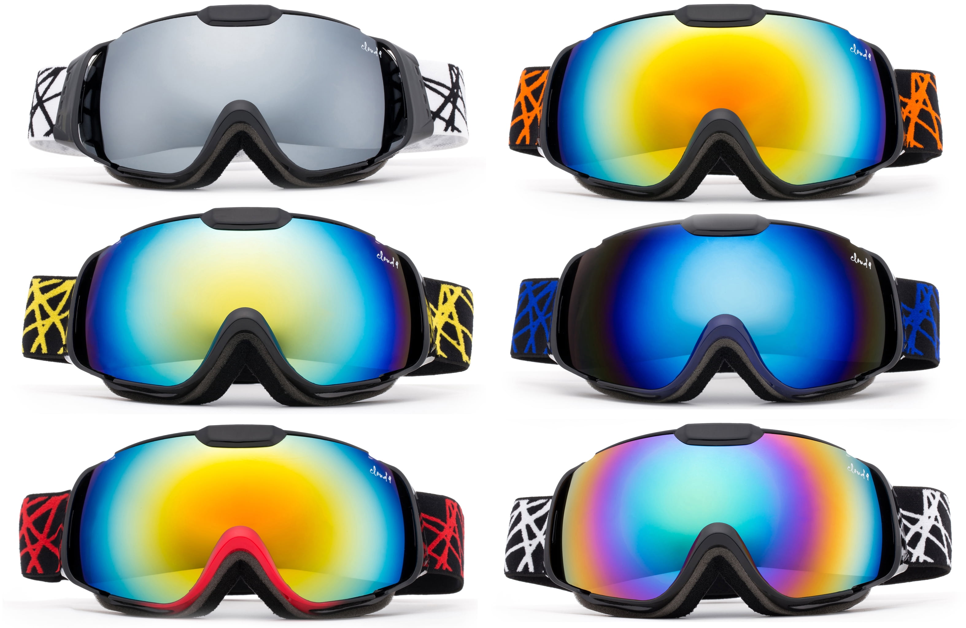 Snow Ski Googles Windproof UV400 Snowboard Double Lens  Anti-Fog Layers Foam 