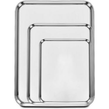 Set of 3 Baking Sheet, Stainless Steel Cookie Sheet Baking Sheet Pan, 9/12/16 Inch Cookie Tray Pans for Baking, Non Toxic & Easy Clean