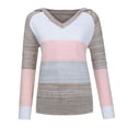 thumbnail image 6 of Kddylitq Summer Sweaters for Women Lightweight Open Knit Color Block V Neck Hooded Drawstring Long Sleeve Striped Summer Sweaters for Women 2023 Cardigan/pullover Y2k Hoodie Pink XL, 6 of 9