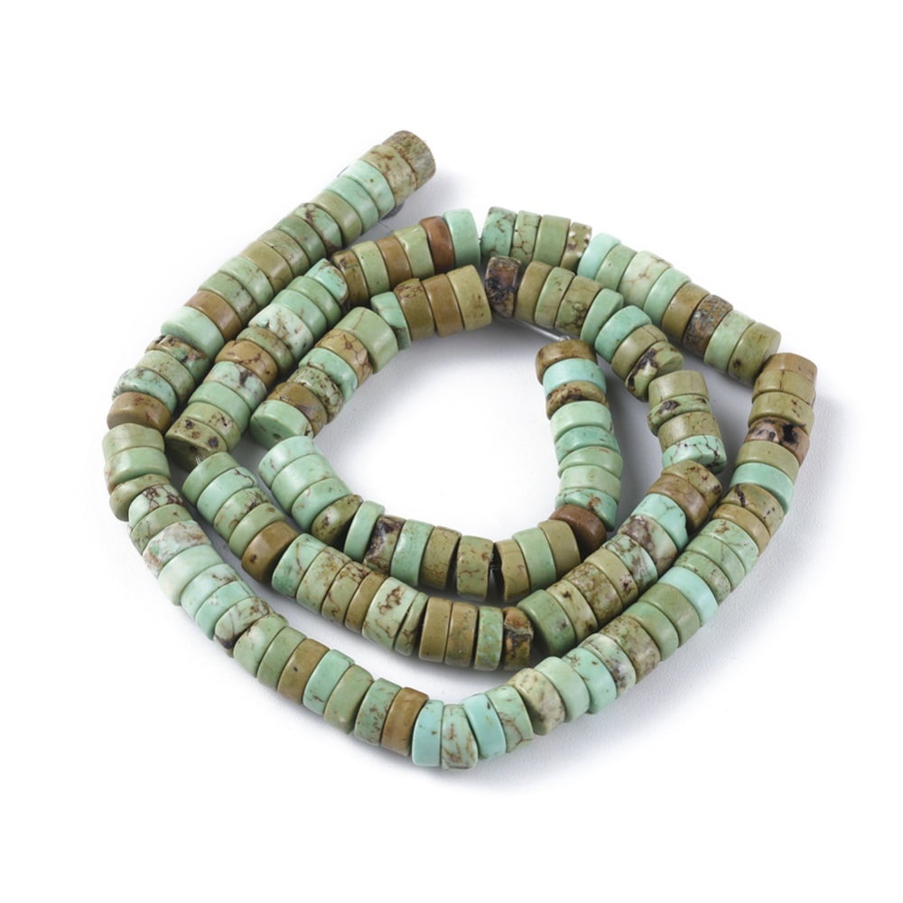 Natural Magnesite Beads Strands Heishi Beads Dyed & Heated Flat Round/Disc Dark Sea Green 6x3mm Hole: 0.8mm 120~140pcs/strand 15.1 inch(38.5cm)