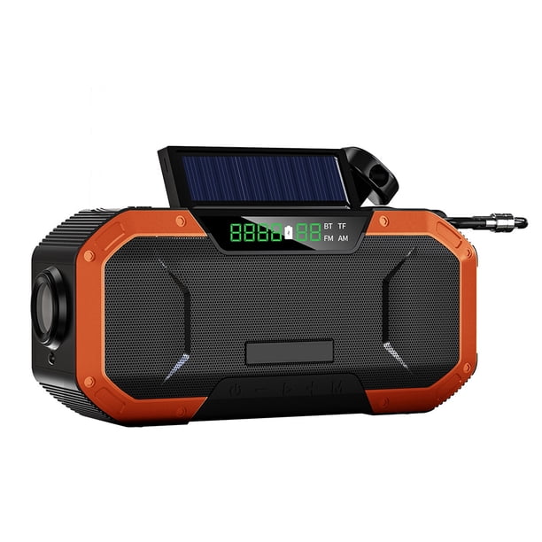 Radio de manivela de mano recargable, linterna compatible con Bluetooth, cargador de teléfono doméstico de emergencia, Banco de energía Rojo