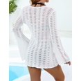 thumbnail image 2 of Women Crochet Swim Cover Up Summer Bathing Suit Hollow Out Long Sleeve Dress Coverup Mesh Knit Beach Outfits, 2 of 5