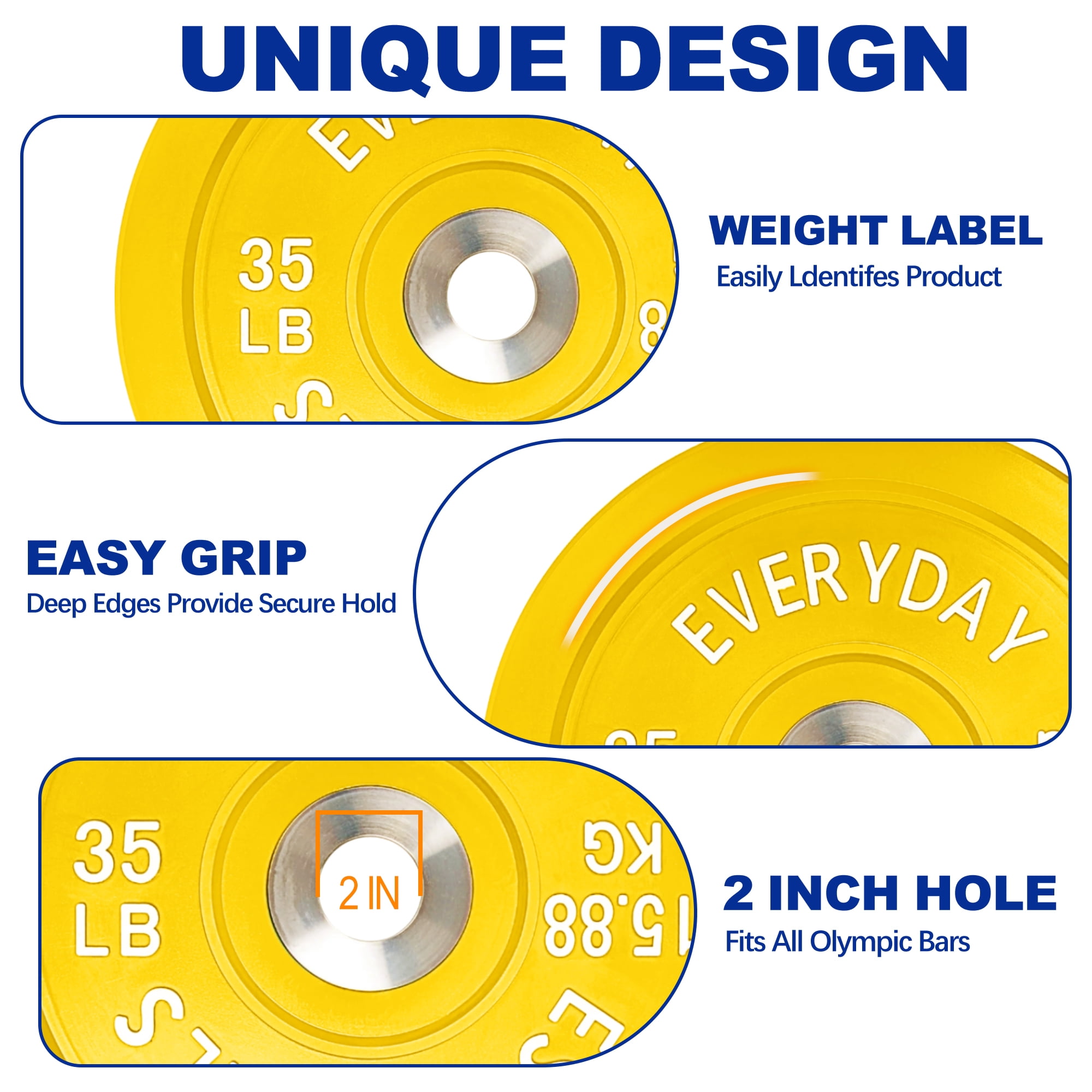 BalanceFrom Olympic Bumper Plate Weight Plate with Steel Hub, Color Coded, 35 lbs Single
